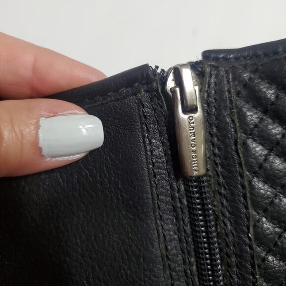 Vince Camuto "Whynn" Black Motorcycle Boots Silver Hardware Sz 8 Combat Leather - Picture 12 of 14